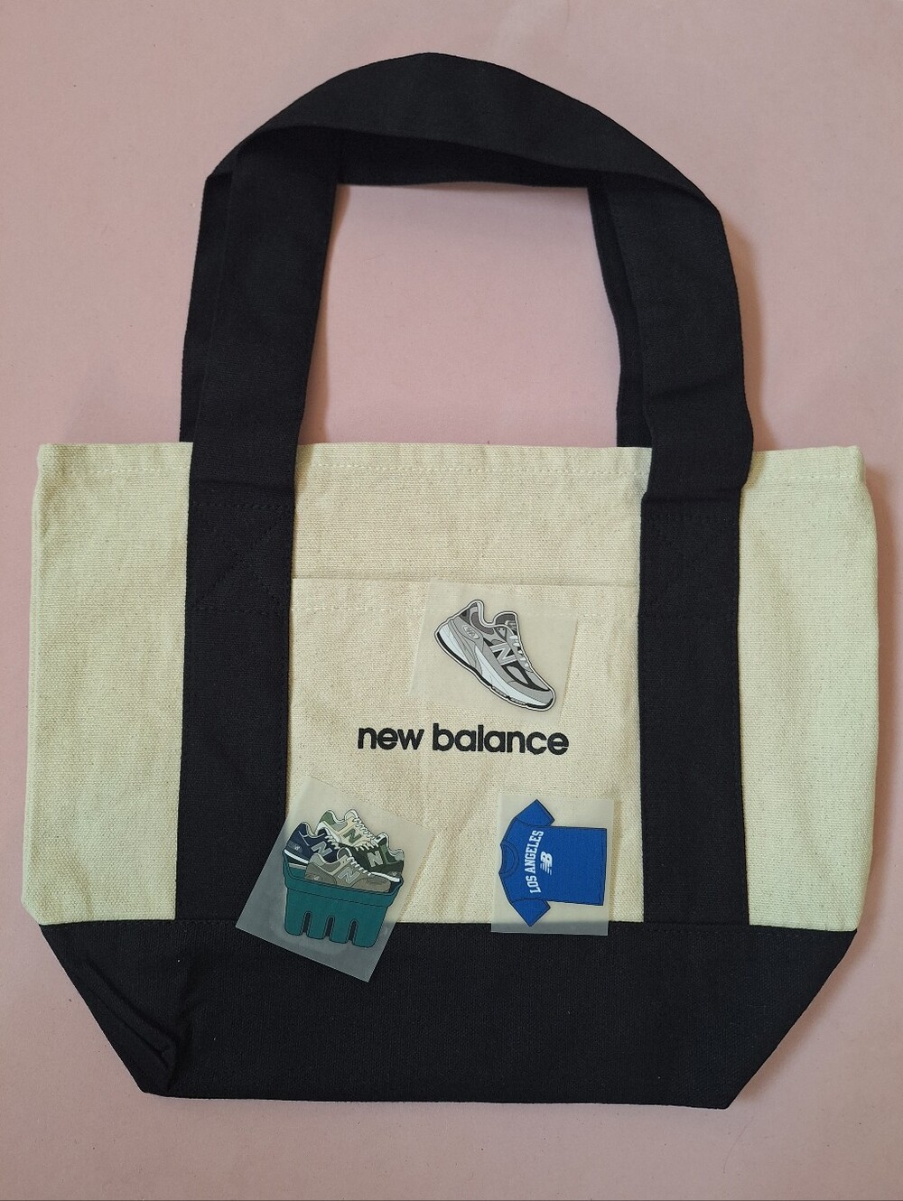 New Balance Mini Canvas Tote Bag 3 Iron-On Patches LA Sneaker Promo NEW